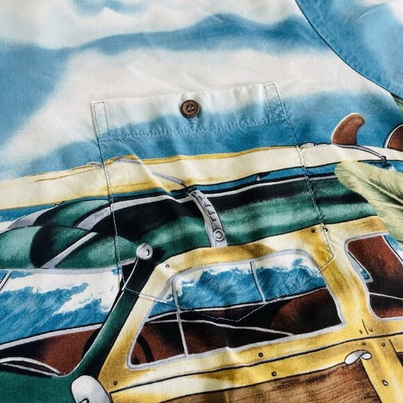 Vintage Tori Richard Short Sleeve Surf Woody Hawaiian Big & Tall Shirt 4XL (MM) - Picture 4 of 8